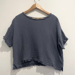 Eileen Fisher Boxy Gauze Organic Cotton Short Sleeve Top